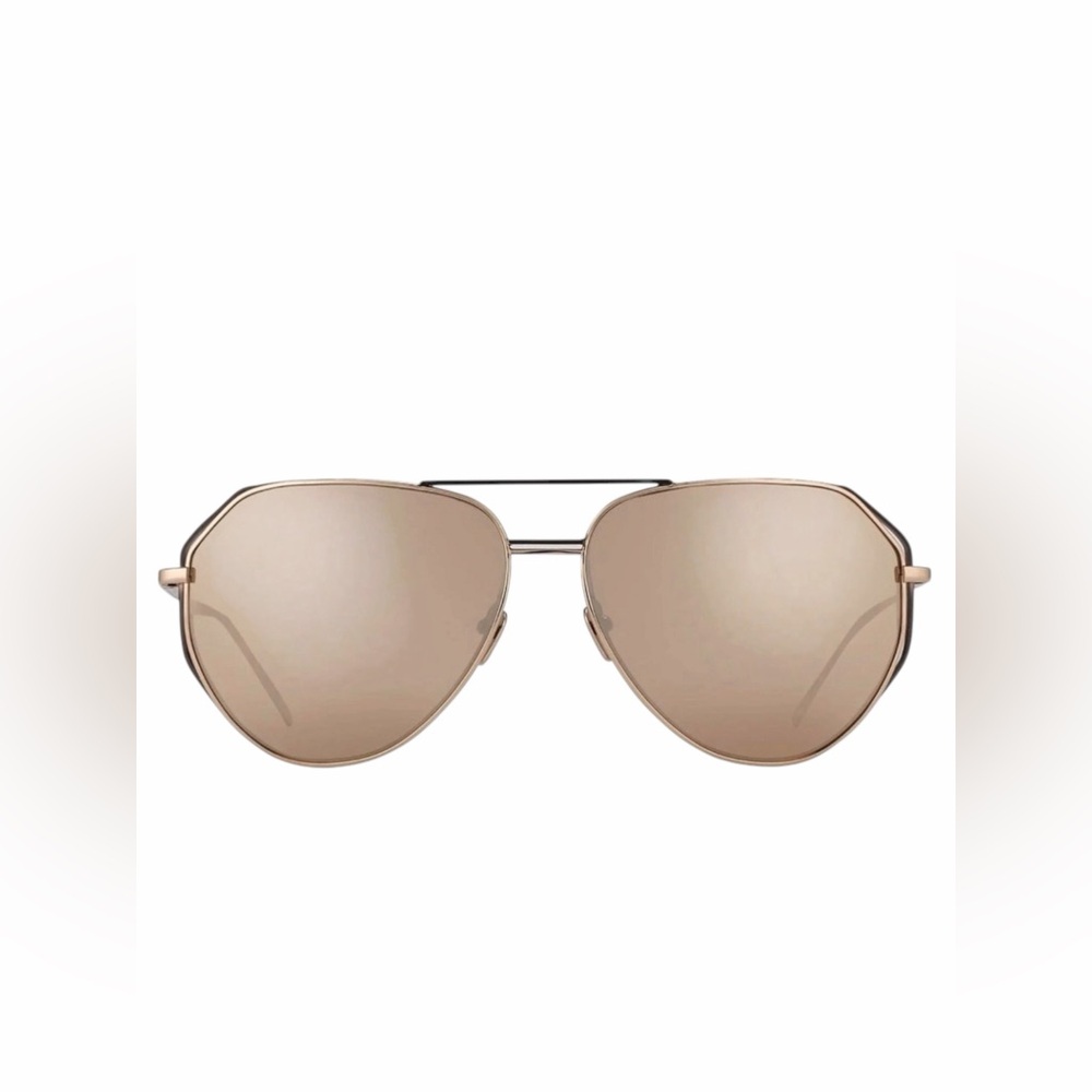 NWT Linda Farrow Rose Gold Angular Oversized Aviator Sunglasses LFL3517C7